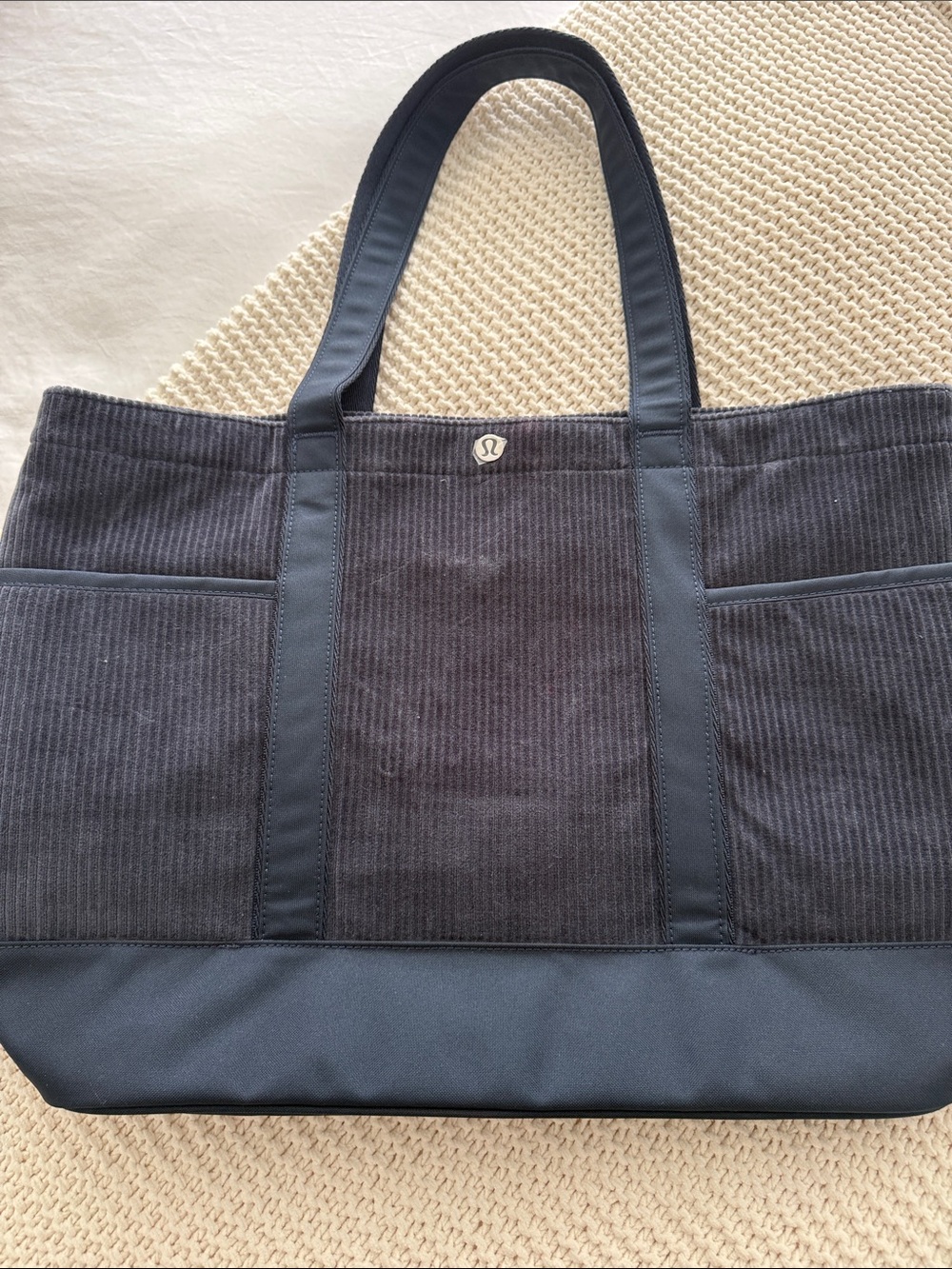 lululemon athletica Navy Corduroy & Nylon Tote